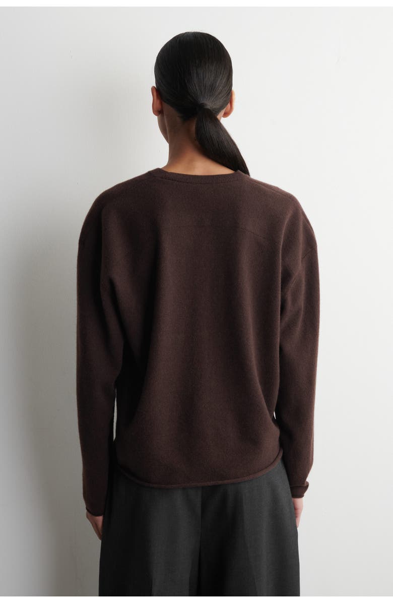 COS Merino Wool V-Neck Cardigan, Alternate, color, Dark Brown