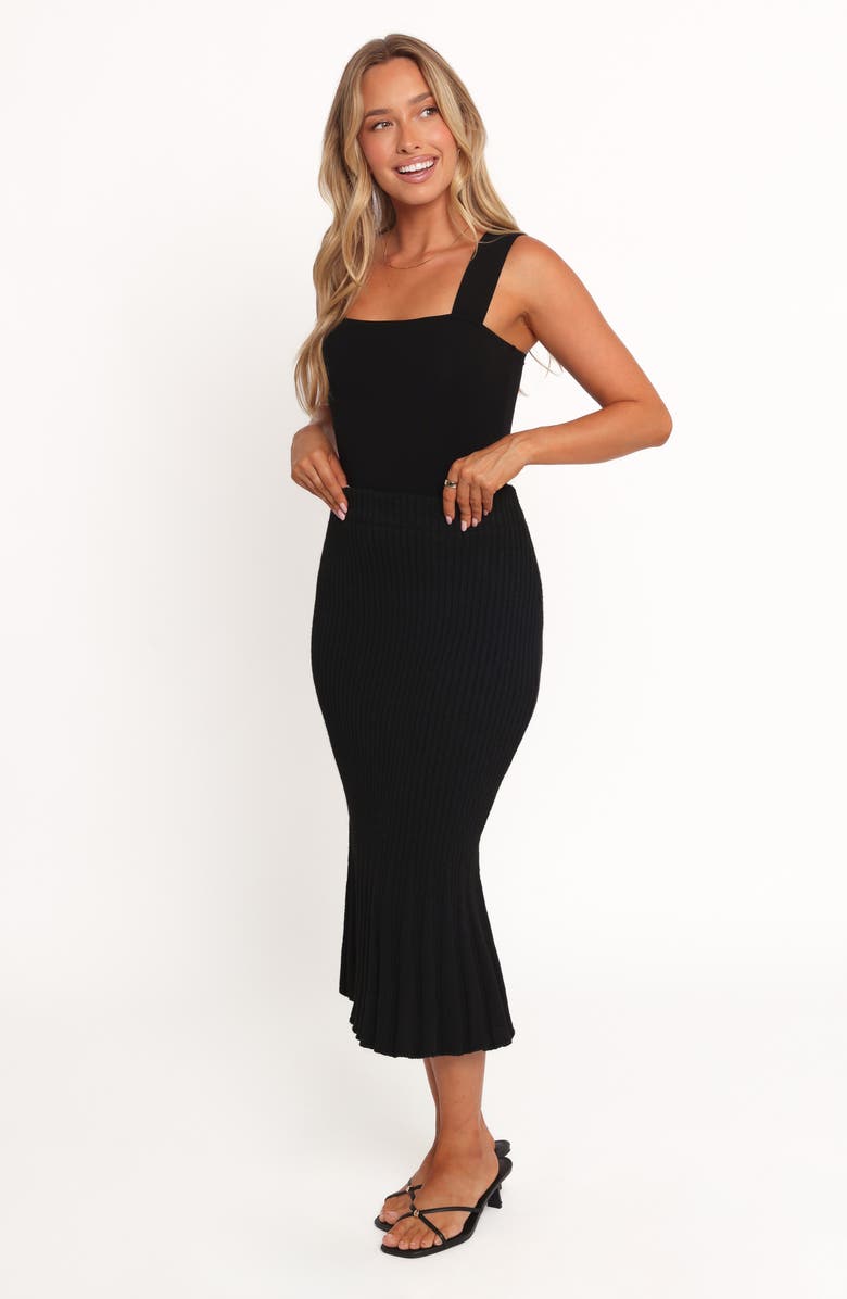 Petal & Pup Balla Rib Midi Skirt, Alternate, color, Black