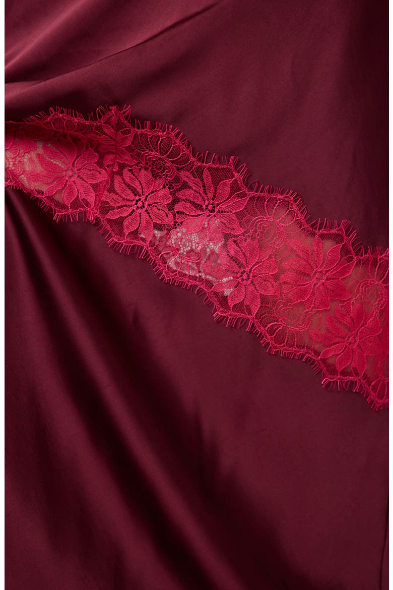 Eden Lace Trim Satin Slipdress, Alternate, color, CHERRY WOOD