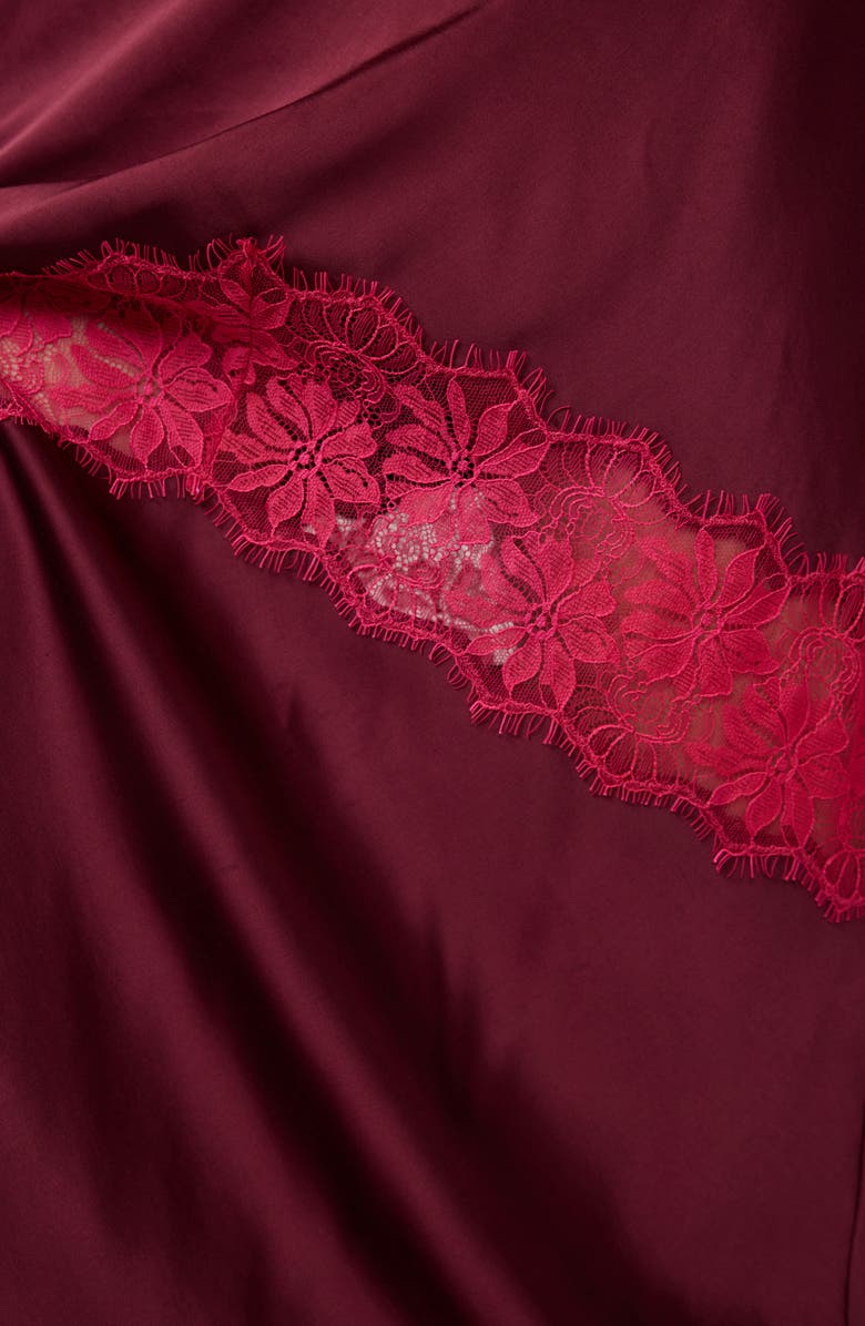 DVF Eden Lace Trim Satin Slipdress, Alternate, color, Cherry Wood