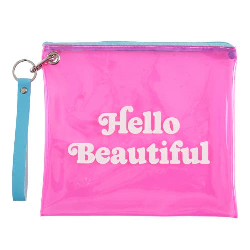 Totalee Gift Hello Beautiful Clear Wristlet Bag Plastic Pink
