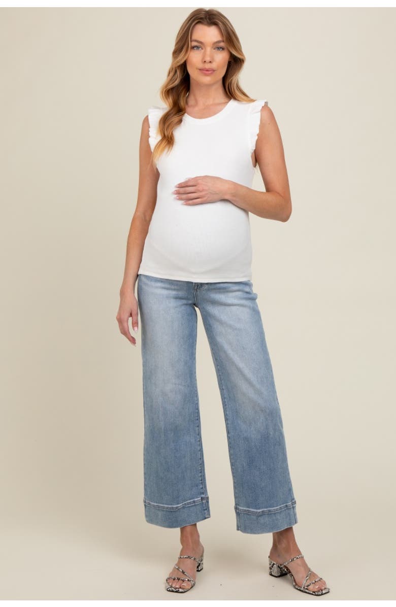 PinkBlush Cuffed Wide Leg Maternity Jeans, Alternate, color, Light Blue