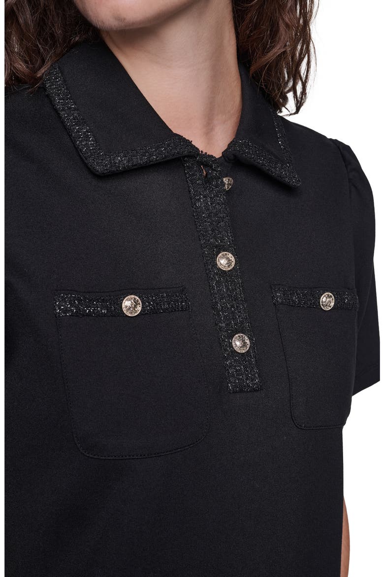 Metallic Trim Short Sleeve Knit Top, Alternate, color, BLACK