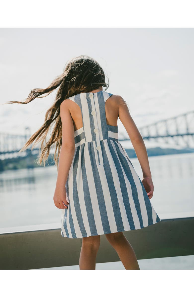 Deux par Deux Sleeveless Striped Flared Dress, Alternate, color, White And Blue Stripes