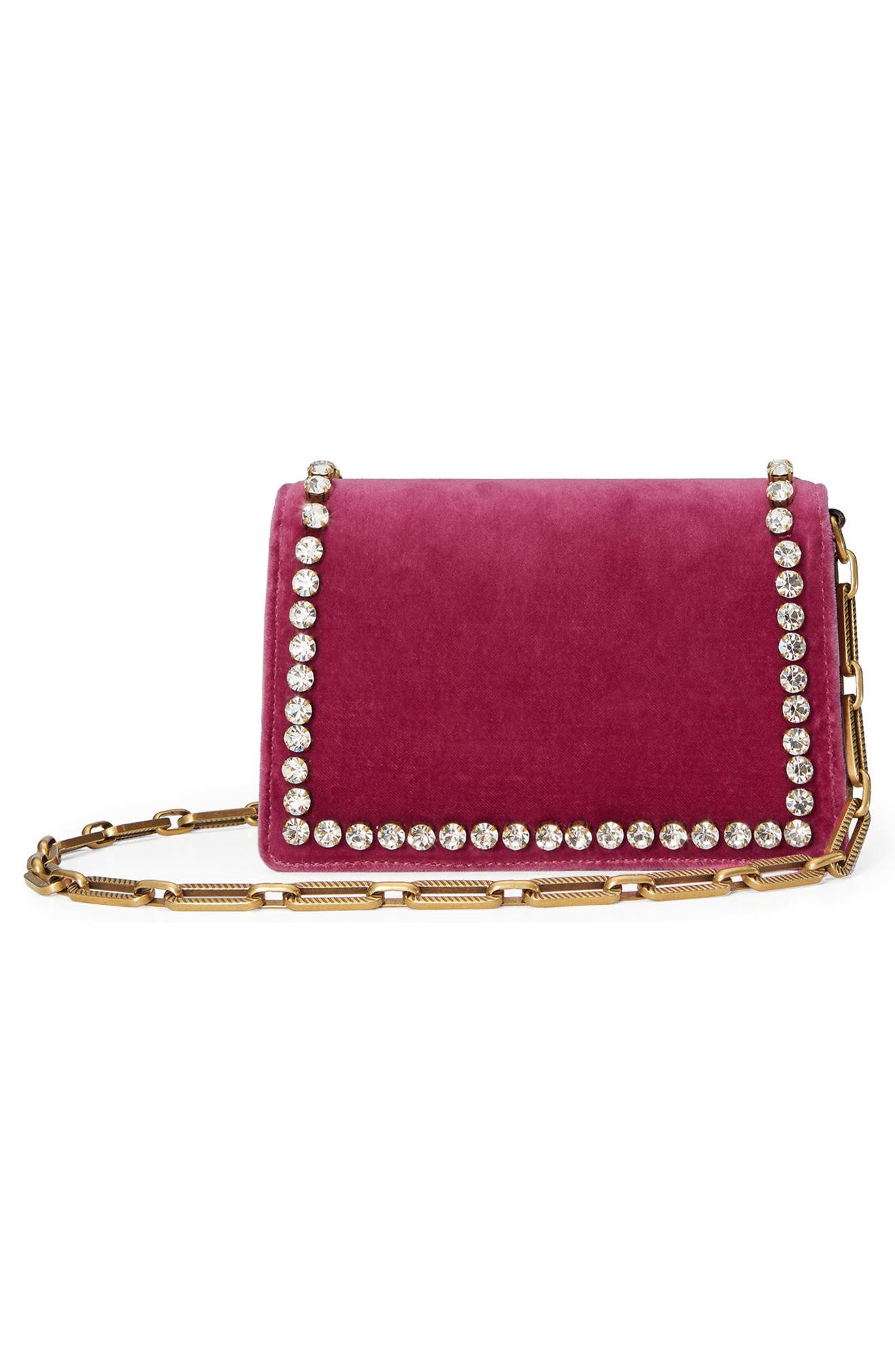 Broadway Bee Velvet Shoulder Bag, Alternate, color, PINK