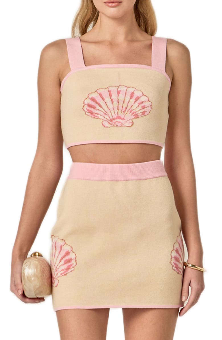 English Factory Seashell Crop Knit Tank, Main, color, 