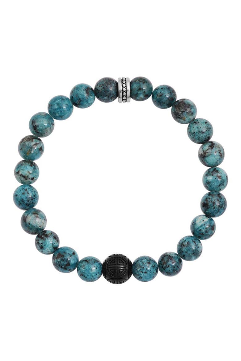 Men's Semiprecious Stone Beaded Stretch Bracelet, Alternate, color, TURQUOISE