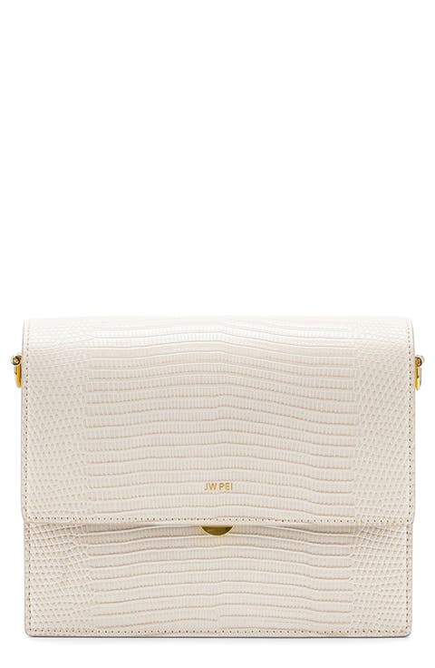 Mini Flap Croc Embossed Faux Leather Shoulder Bag