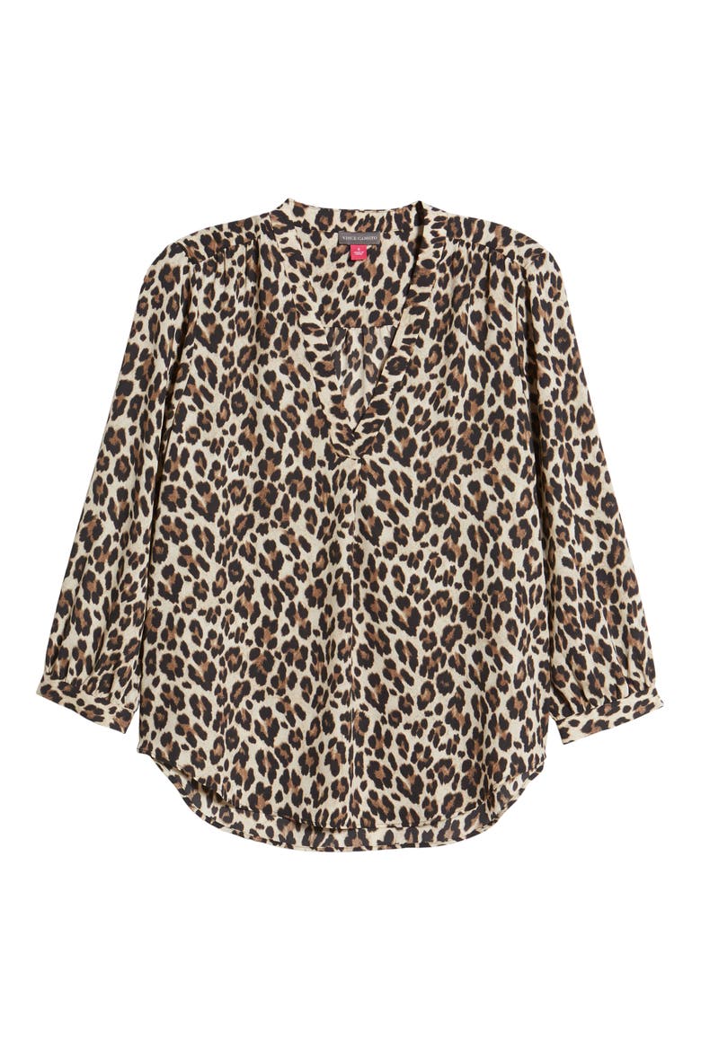 Leopard Print V-Neck Top, Alternate, color, RICH BLACK