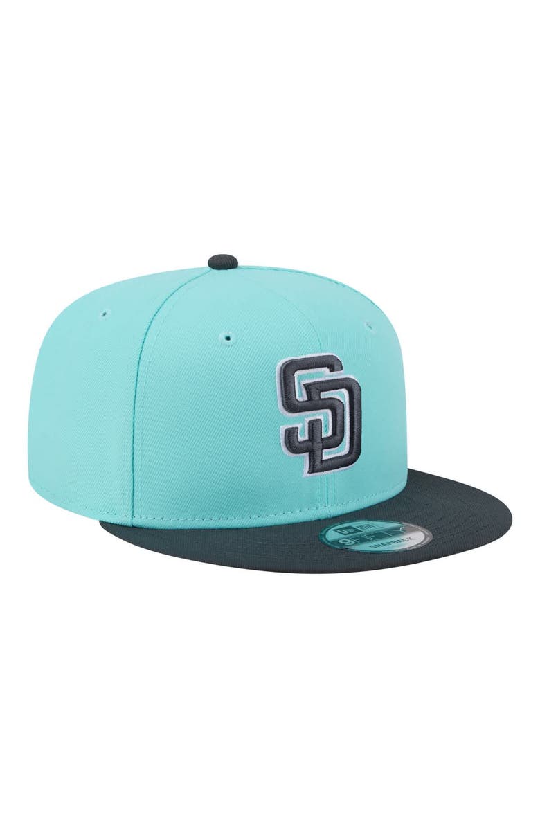 New Era Men's New Era Turquoise/Charcoal San Diego Padres Two-Tone Color Pack 9FIFTY Snapback Hat, Alternate, color, Turquoise