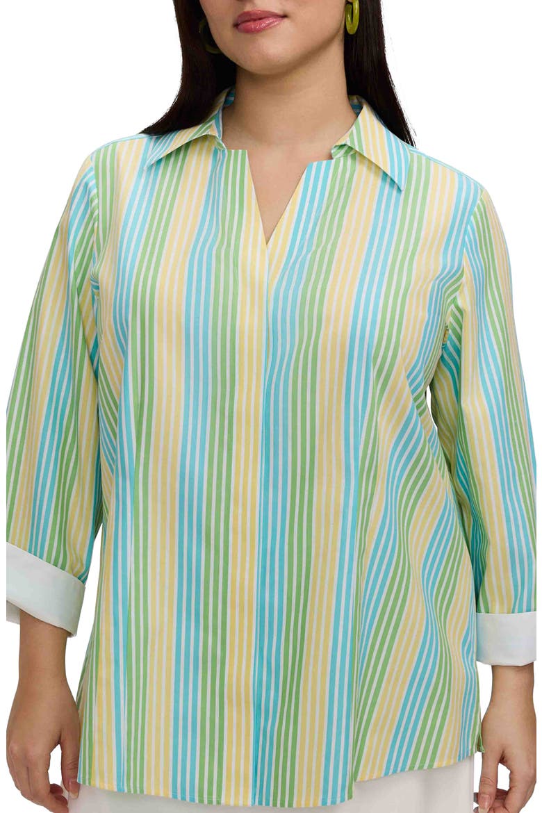 Taylor Stripe Cotton Button-Up Shirt, Main, color, GREEN/ MULTI