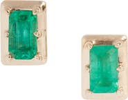 Anzie Dew Drop Melia Carré Emerald Stud Earrings