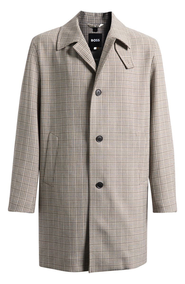 BOSS Clark Plaid Coat, Alternate, color, Medium Beige