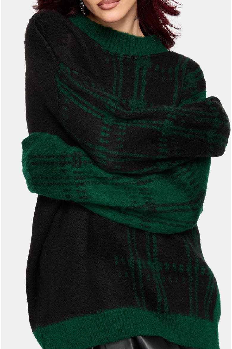 Checkmate Check Fluffy Knit Jumper, Alternate, color, Green