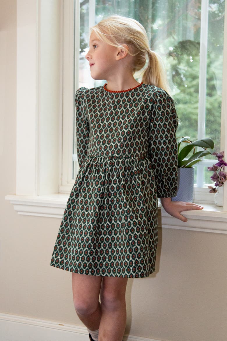 Phoebe Long Sleeves Dress, Alternate, color, Green Motif