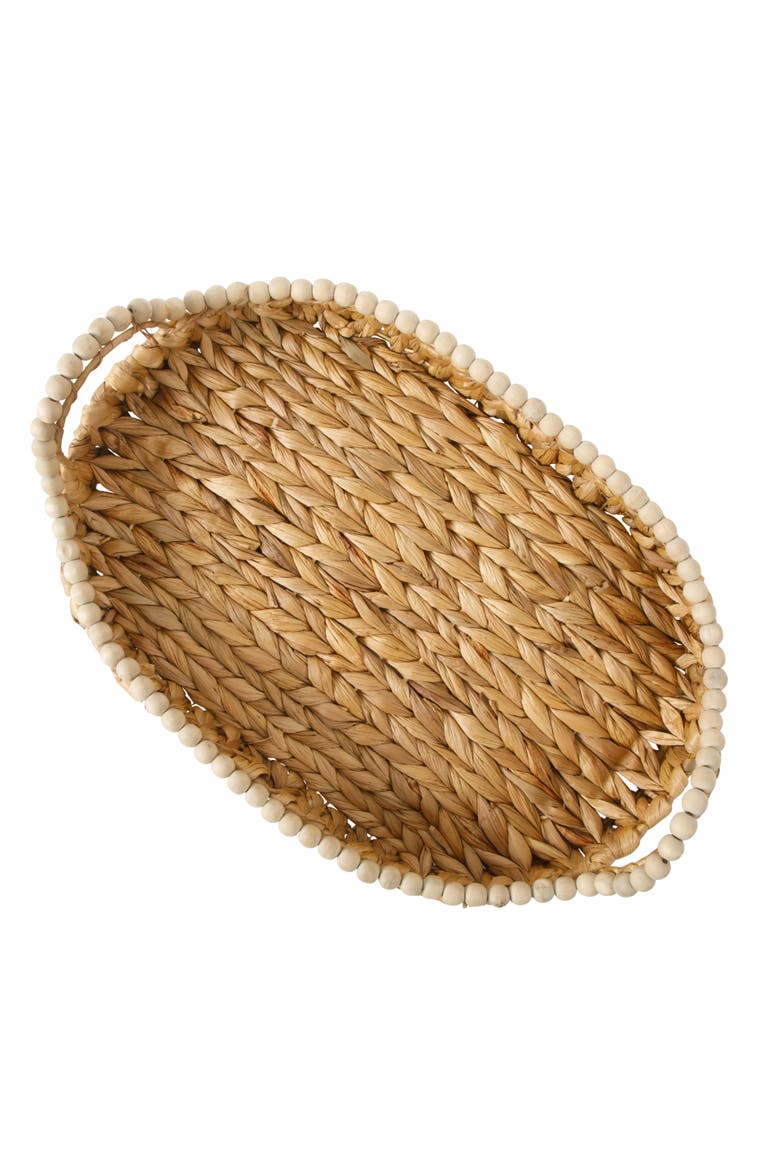 Woven Decorative Serving Tray, Large Water Hyacinth Basket, Alternate, color, Natural