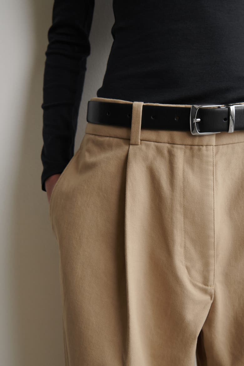 Cotton-Twill Tapered Pants, Alternate, color, BEIGE
