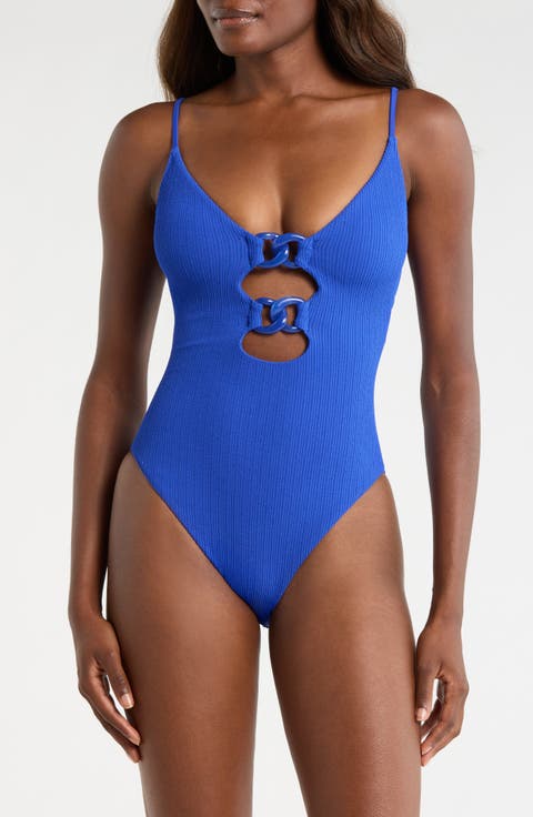 Keyhole Chain Link One-Piece Swimsuit
