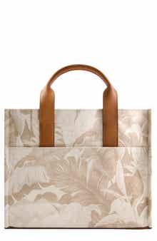 Tommy Bahama Floral Canvas & Leather Trim Tote Bag
