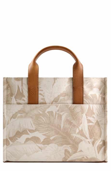 Tommy Bahama Floral Canvas & Leather Trim Tote Bag