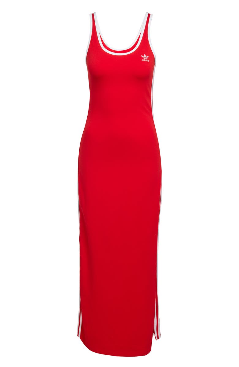 adidas Originals Adicolor 3-Stripes Maxi Dress, Alternate, color, Better Scarlet/ White