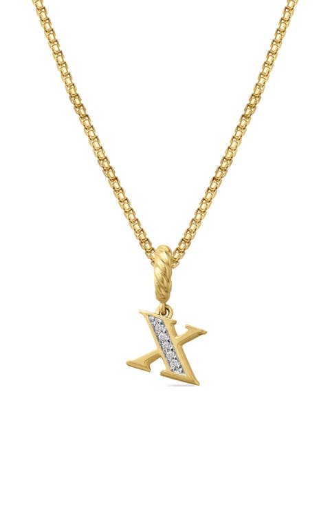 Pavé A Initial Pendant in 18K Yellow Gold with Diamonds