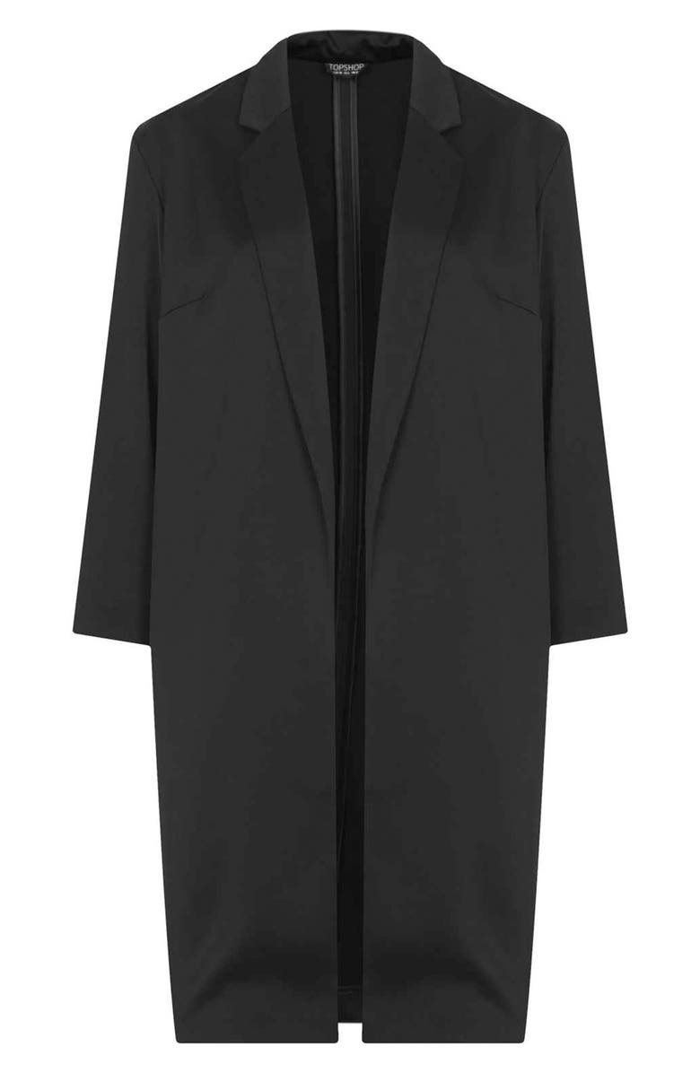 Topshop Side Split Satin Coat, Alternate, color,