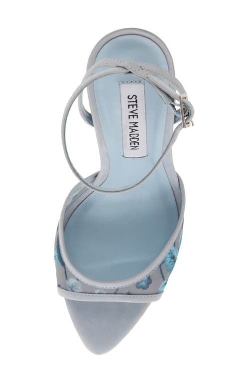 Steve Madden Beki Ankle Strap Pointed Toe Sandal In Light Blue Mesh
