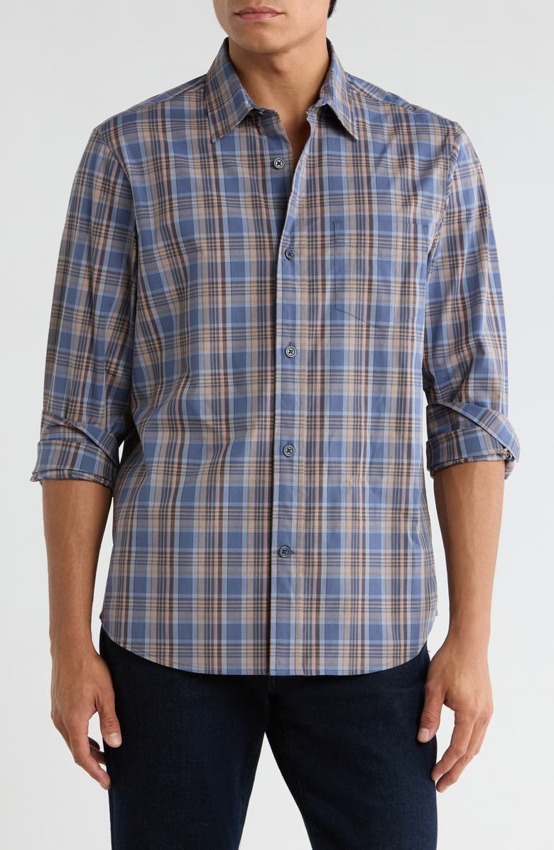 14th & Union Plaid Poplin Button-Up Shirt, Main, color, Blue Otis Plaid