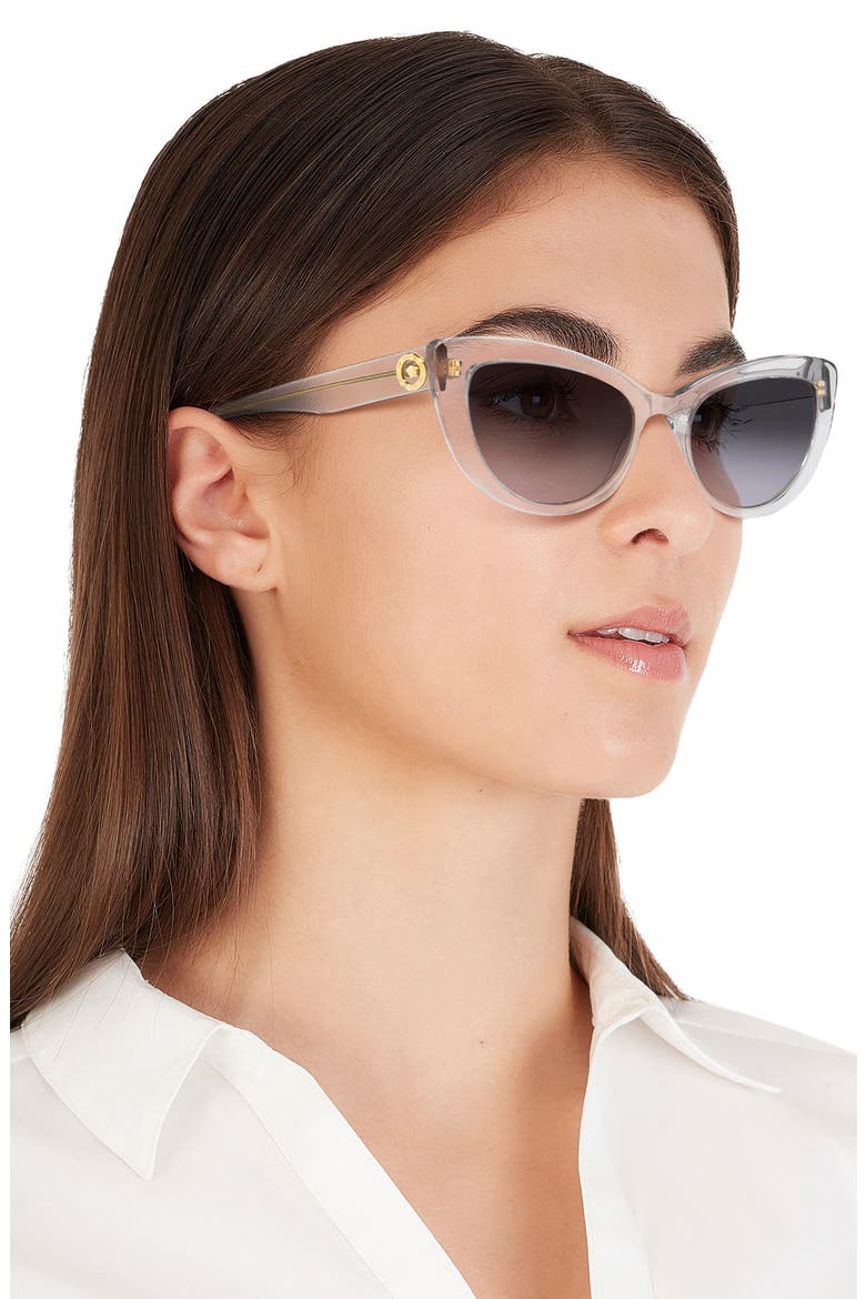 54mm Gradient Cat Eye Sunglasses, Alternate, color, TRANSPARENT GREY/ GREY