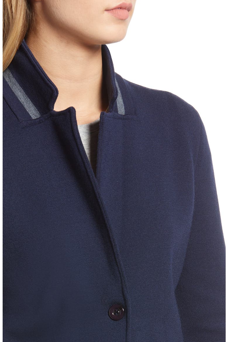 Stretch Wool Blend Sweater Blazer, Alternate, color, NAVY- GREY HTHR SLEEVE STRIPE
