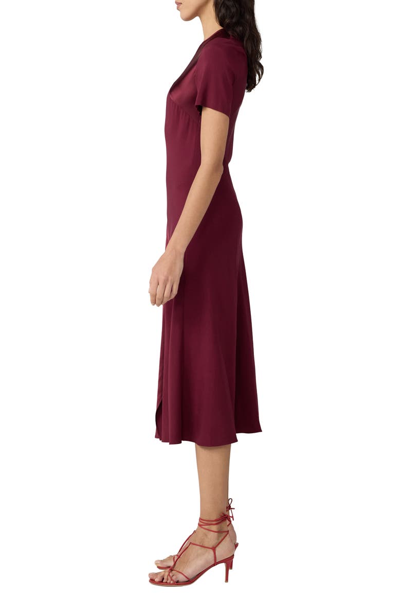 Araminta Mixed Media Midi Dress, Alternate, color, CHERRY WOOD