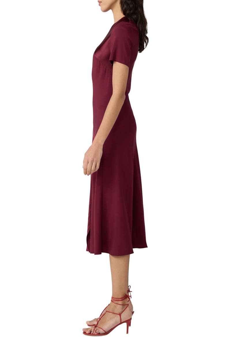 DVF Araminta Mixed Media Midi Dress, Alternate, color, Cherry Wood