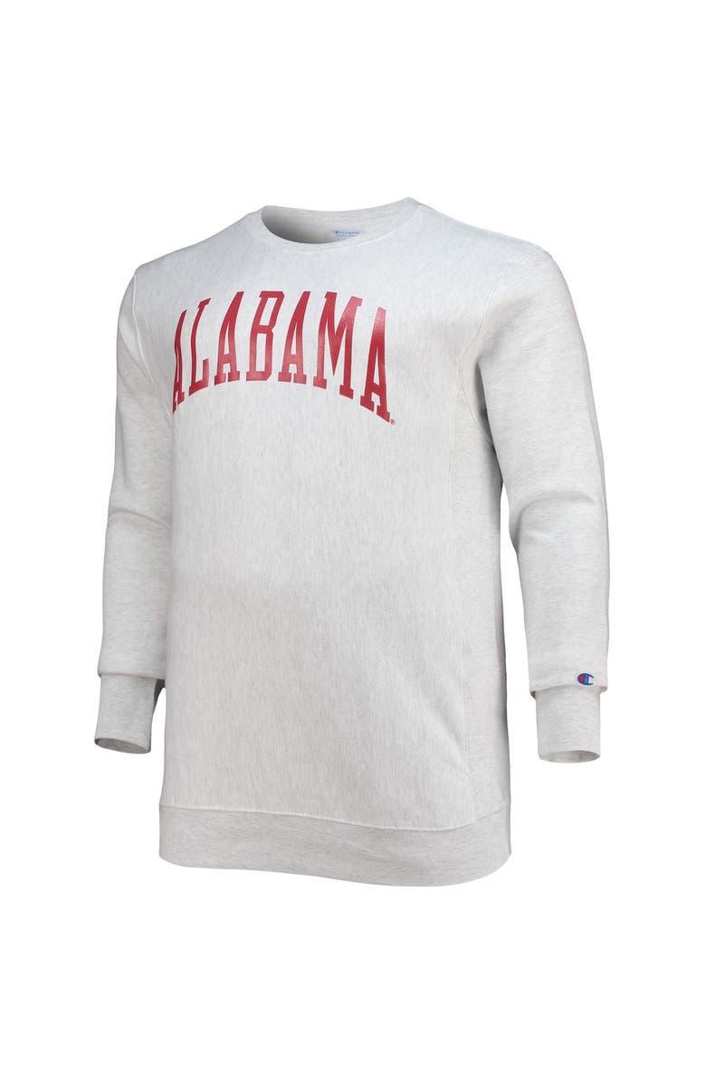 Champion Men's Champion Heathered Gray Alabama Crimson Tide Big & Tall Reverse Weave Fleece Crewneck Pullover Sweatshirt, Alternate, color, 