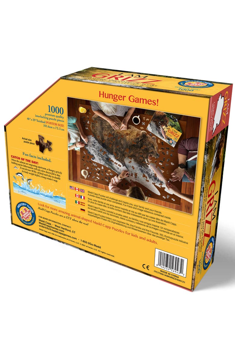 Madd Capp I Am Grizz 1000 Pieces Animal Shaped Jigsaw Puzzle, Alternate, color, Multicolored