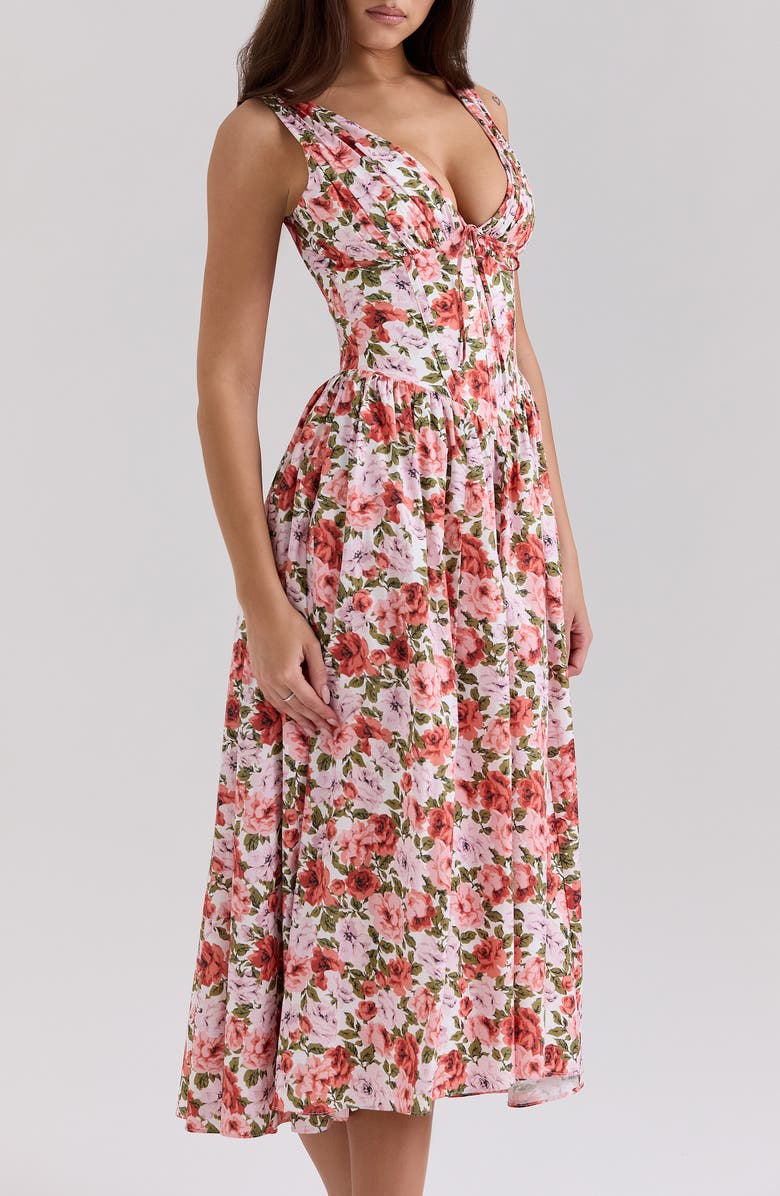HOUSE OF CB Emmelina Floral Print Sleeveless Dress, Alternate, color, Rose Print