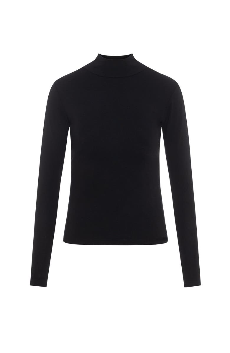 Riff Mock Neck Stretch Jersey Knit Top, Main, color, Black