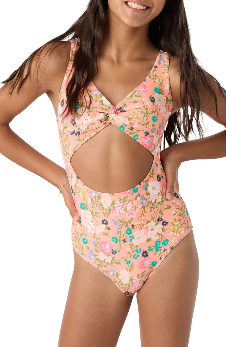 O'Neill Kids' Kelly Twisted Cutout One-Piece Swimsuit, Alternate, color, 
