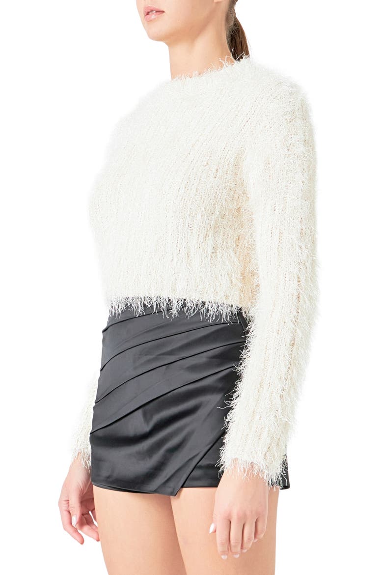 Feathered Crop Sweater, Alternate, color, CREAM