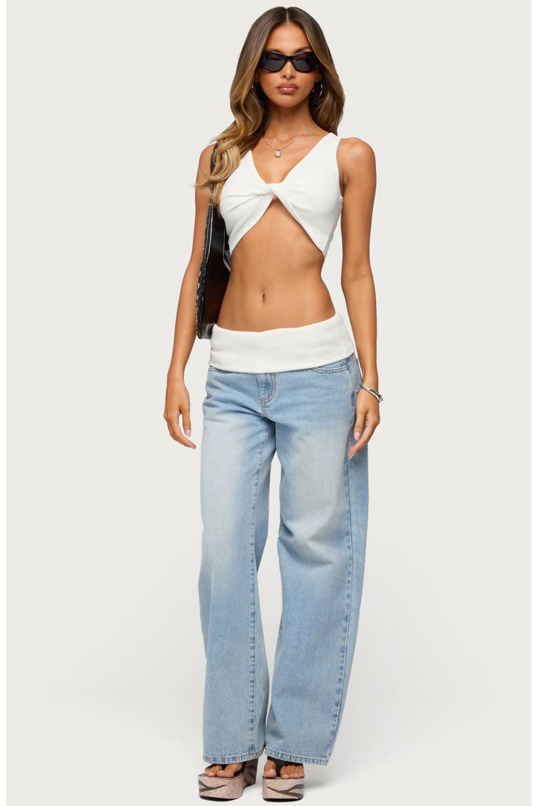 Lumi Rib Twist Front Crop Tank, Alternate, color, WHITE