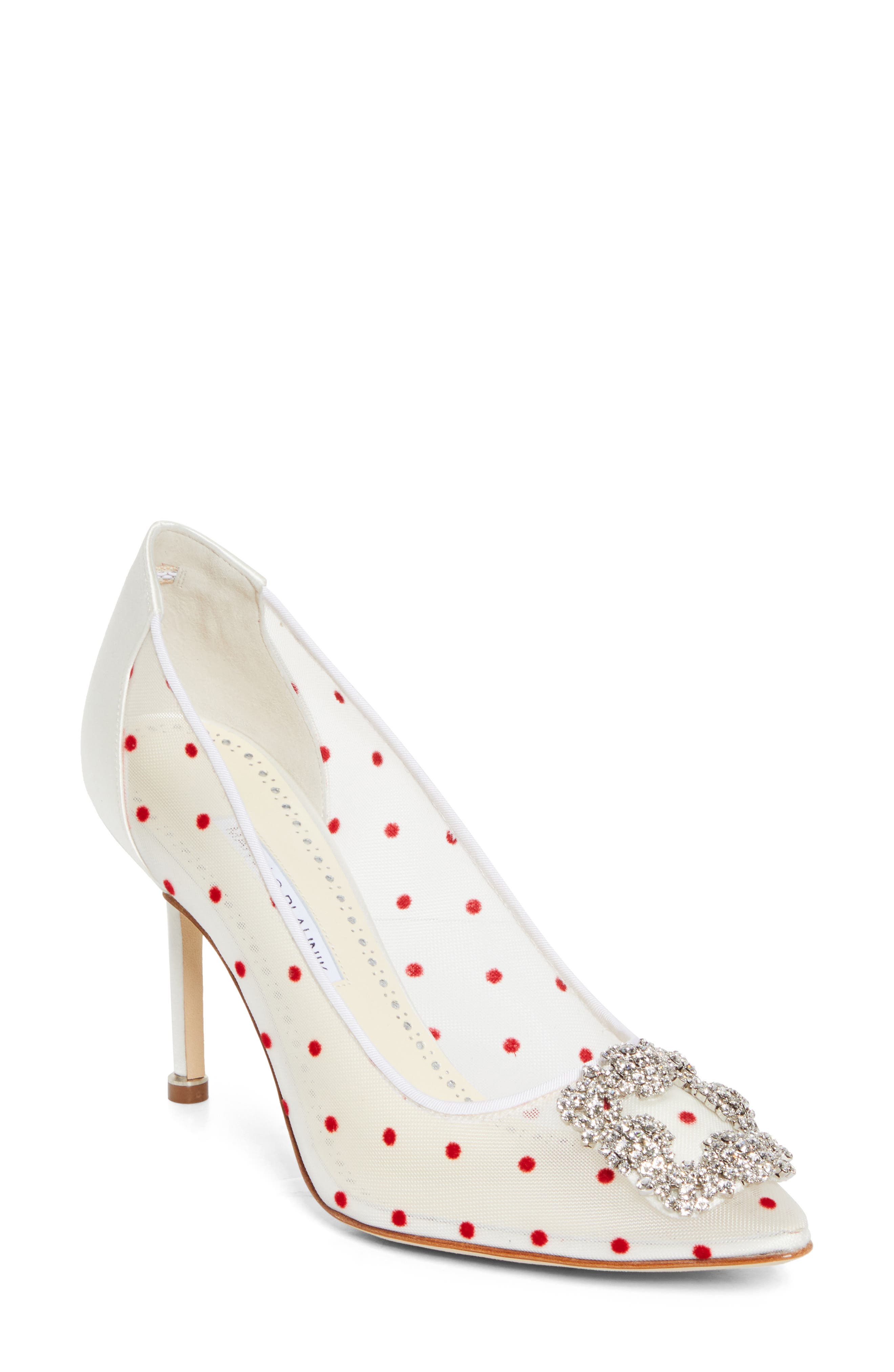 Manolo Blahnik Hangisi Pump, Main, color, Red/ Light Cream