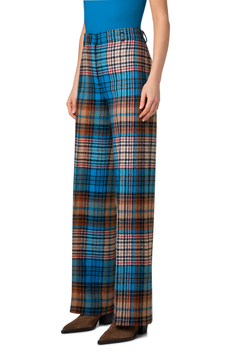 Akris punto Chiaro Tartan Wool Twill Pants, Alternate, color, 