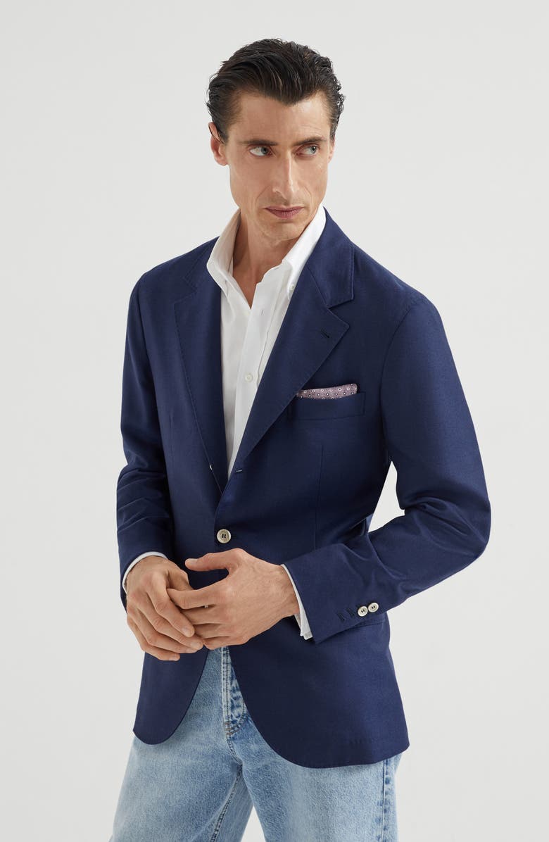 Brunello Cucinelli Twill unconstructed blazer, Alternate, color, Avio Blue