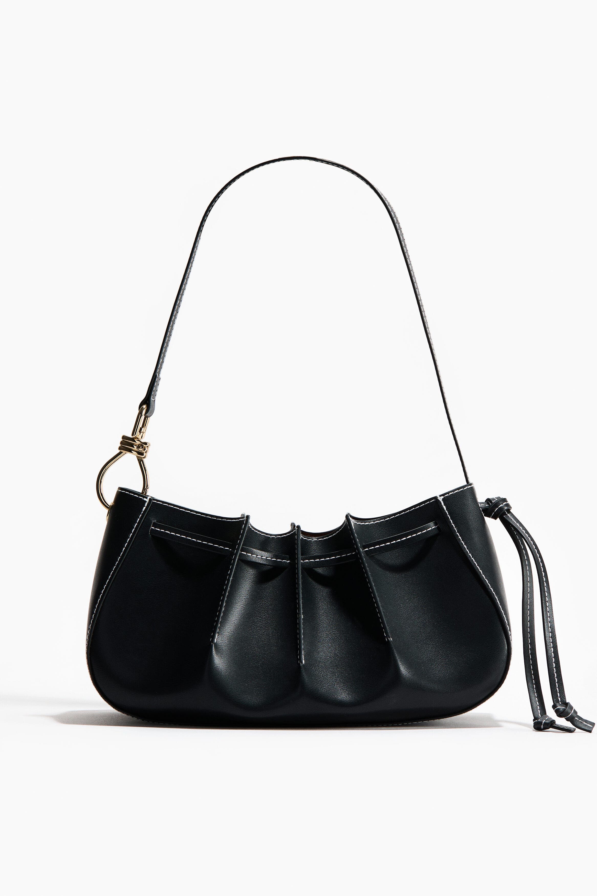 H&M Pleated Shoulder Bag, Main, color, Black
