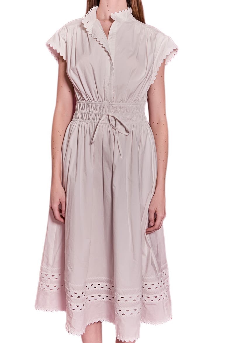 Rickrack Tie Waist Maxi Dress, Alternate, color, WHITE