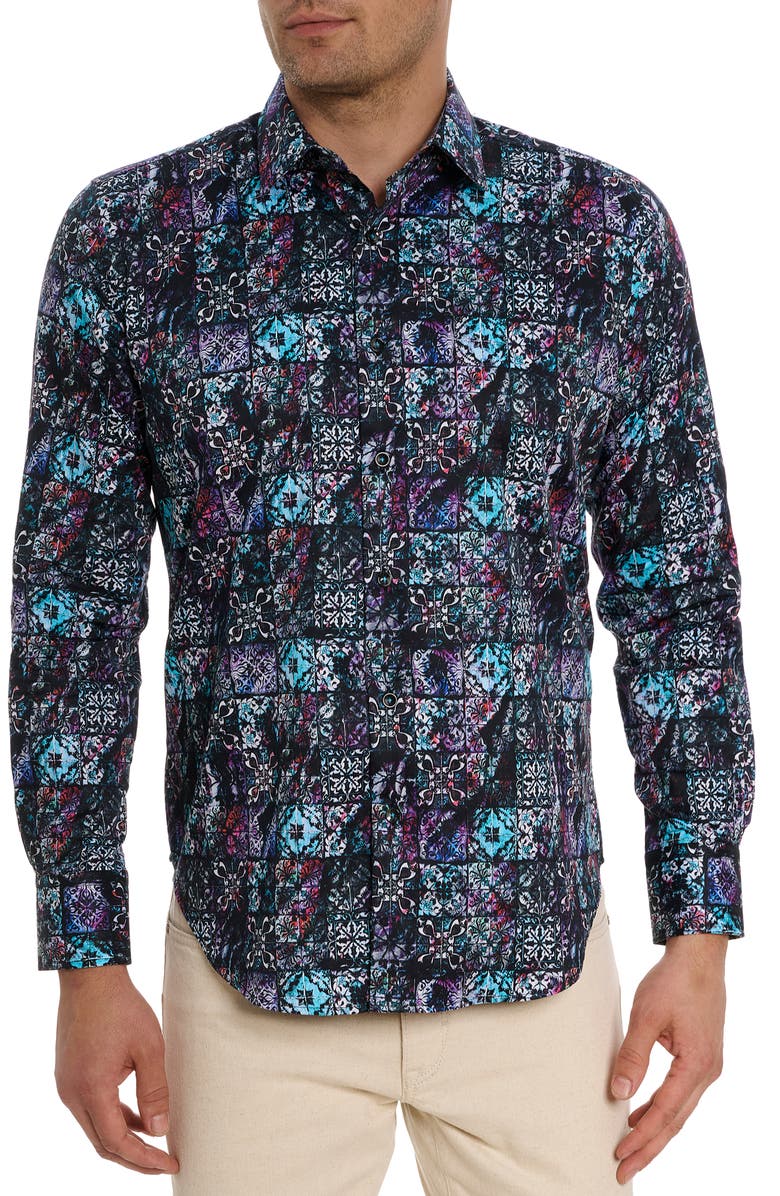 Robert Graham Gorman Cotton Button-Up Shirt, Main, color, 