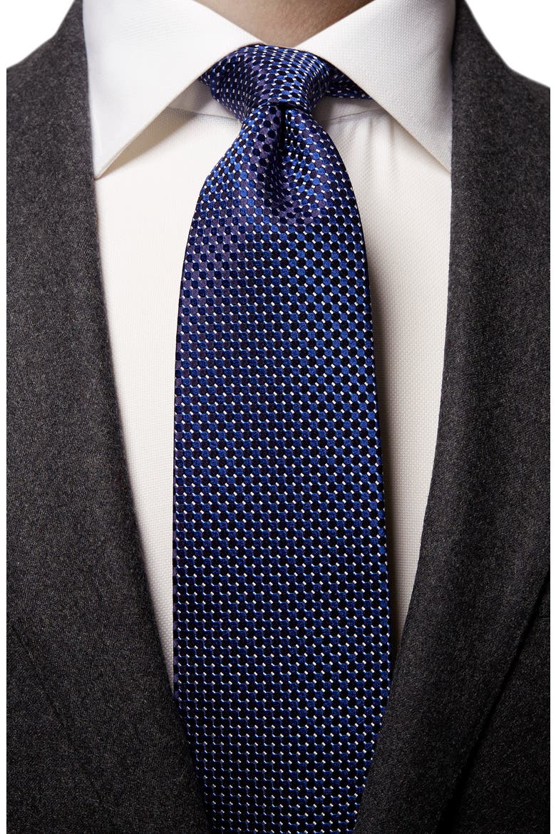 Microdot Silk Tie, Alternate, color, BLUE