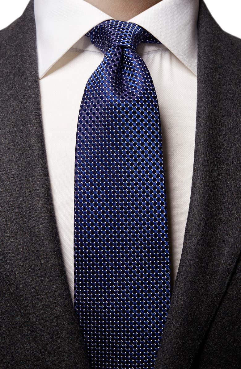 Eton Microdot Silk Tie, Alternate, color, Blue