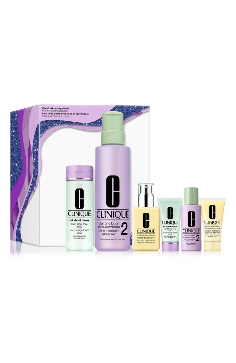 Clinique Great Skin Everywhere Skin Care Set: For Dry to Combination Skin (Limited Edition) $110 Value, Main, color, 
