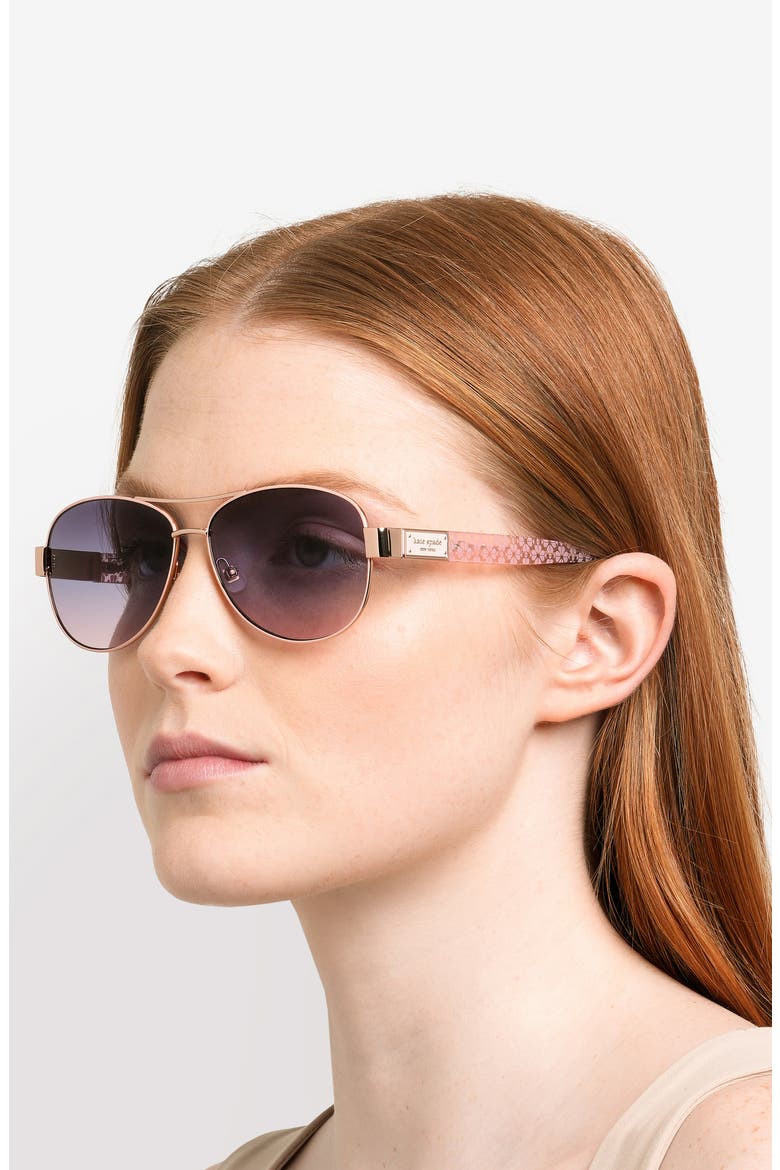 dalia 58mm gradient pilot sunglasses, Alternate, color, GOLD PINK